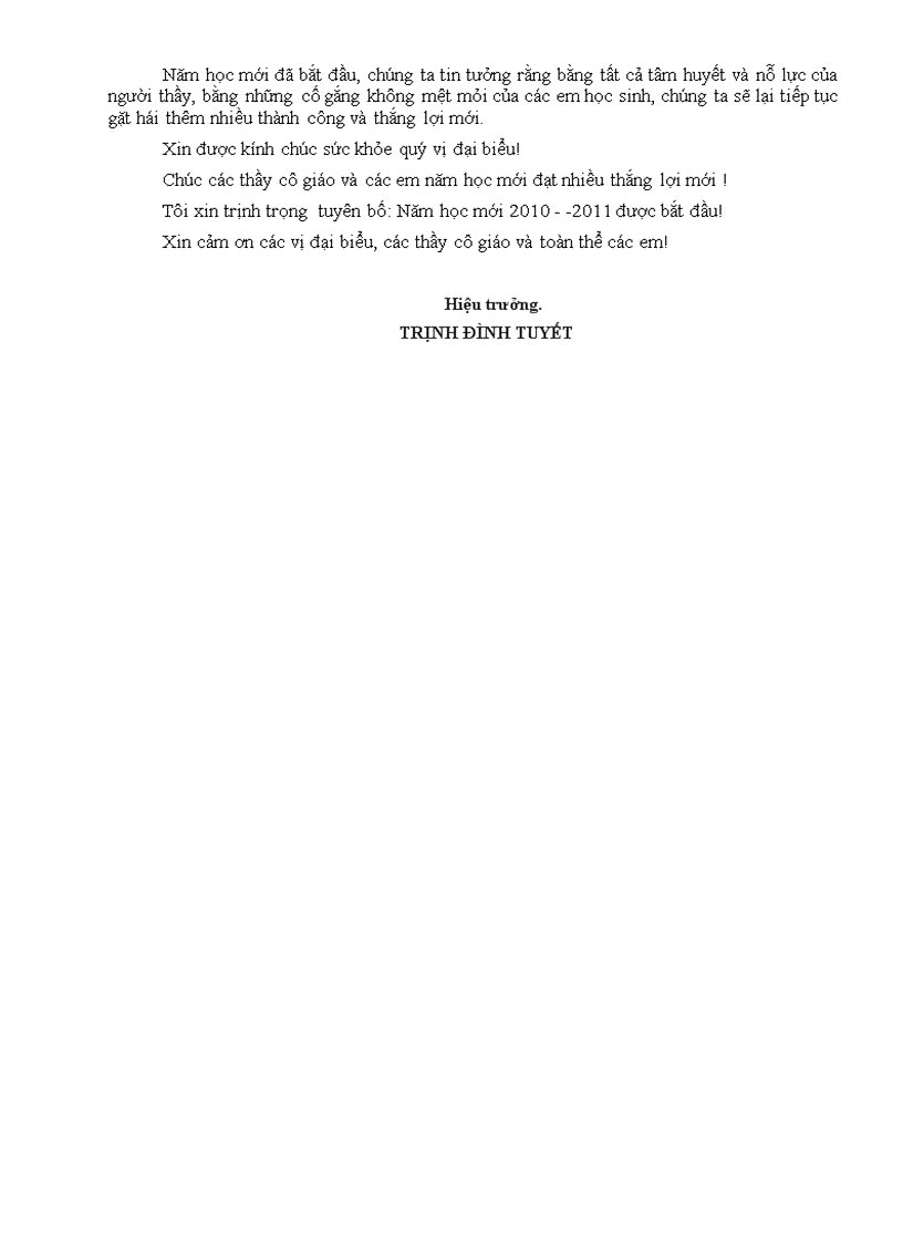 image for page Diễn văn khai giảng năm học 2010 2011 của hiệu trưởng trường thcs đông phú