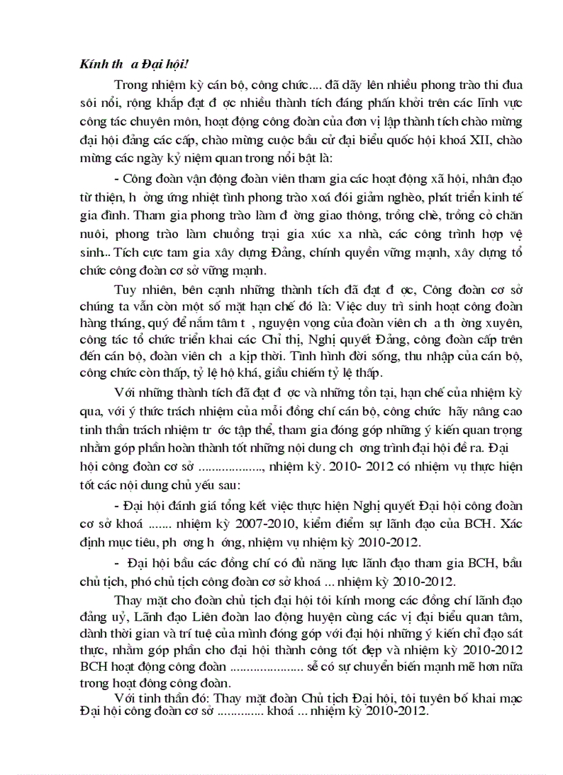 image for page Diễn văn khai mạc ĐHCĐoàn