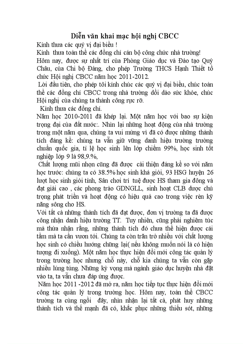 image for page Diễn văn khai mạc hội nghj công chức 2011 2012