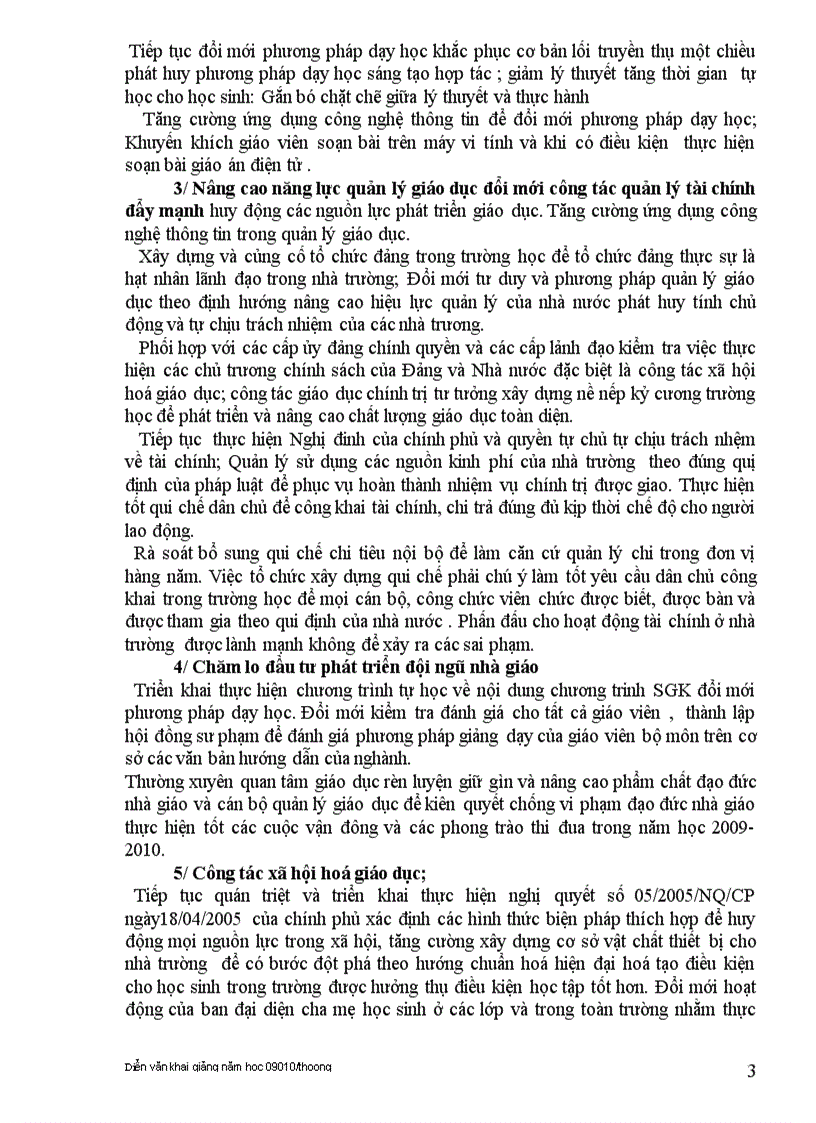 image for page Diễn văn khai mạc trong lễ khai giảng năm học 2009 1010