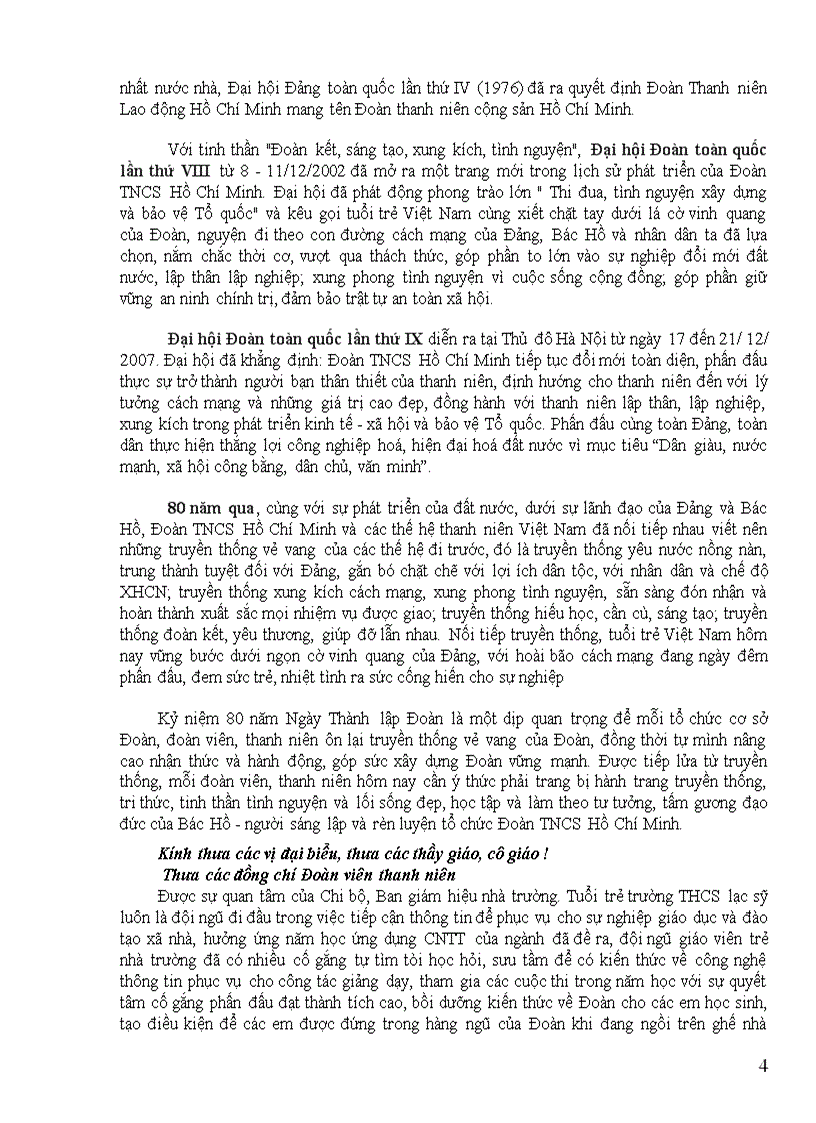 image for page Diễn văn kỷ niêm 80 năm TLĐ TNCS HCM
