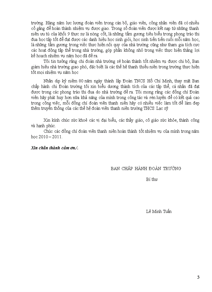 image for page Diễn văn kỷ niêm 80 năm TLĐ TNCS HCM