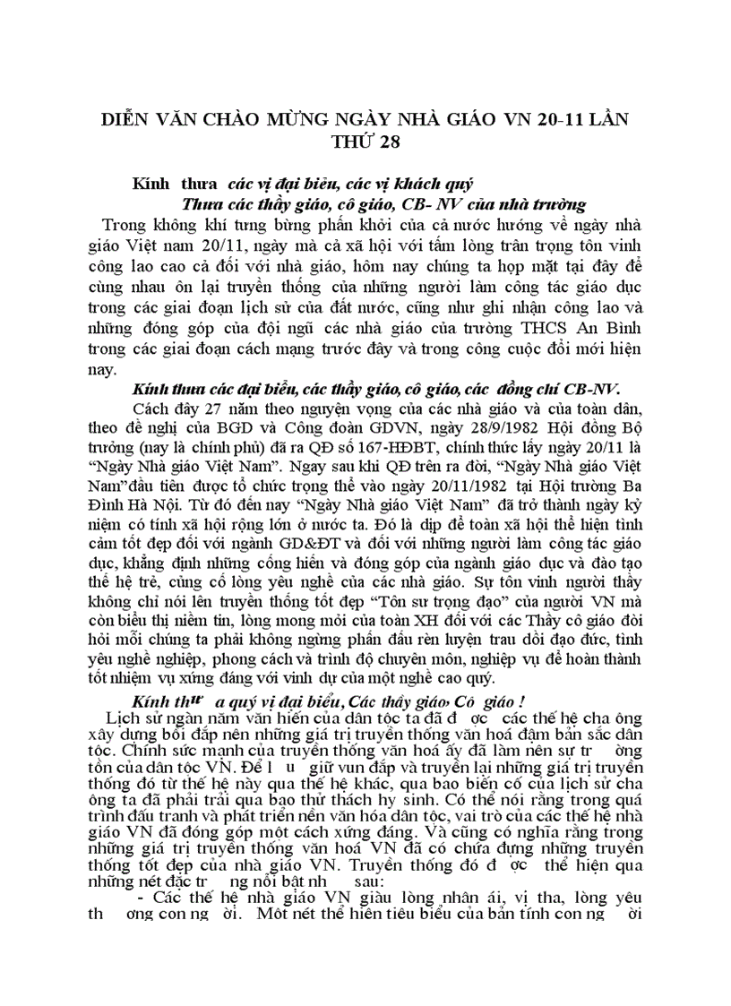 image for page Diễn văn kỷ niệm ngày NGVN
