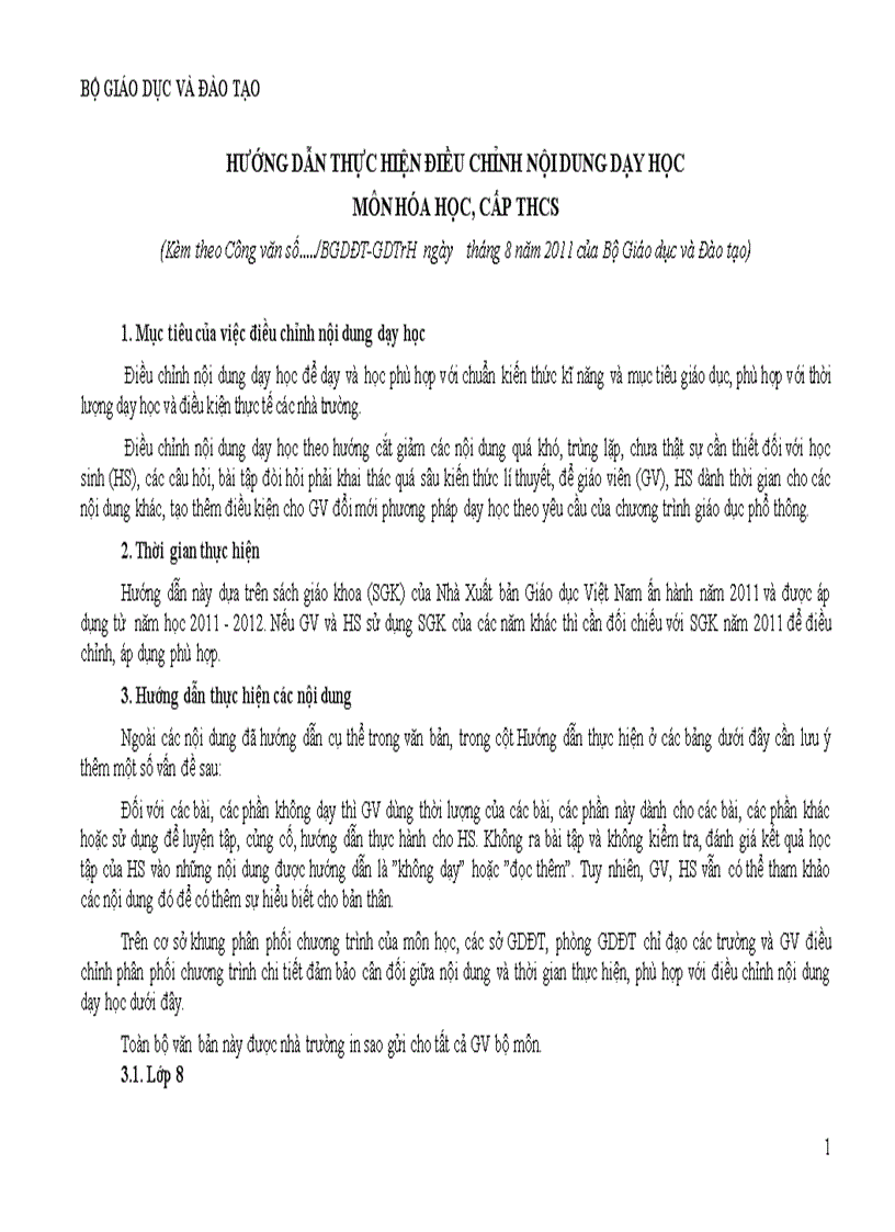 image for page Điều chỉnh chương trình môn Hóa học