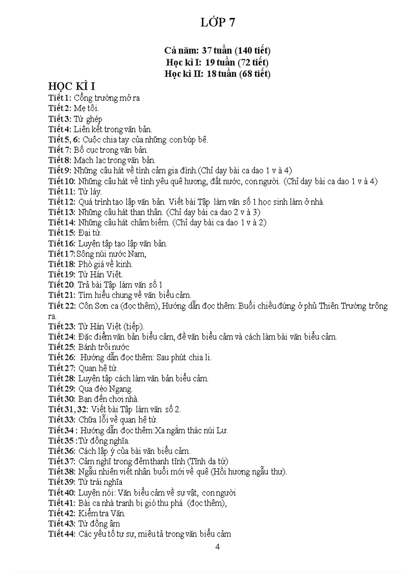 image for page Điều chỉnh cụ thể các tiết dạy môn Ngữ Văn theo nội dung giảm tải