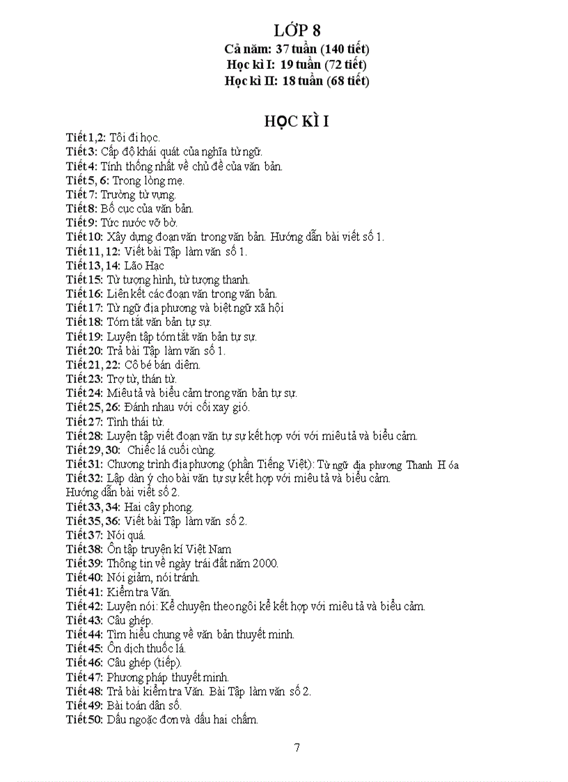 image for page Điều chỉnh cụ thể các tiết dạy môn Ngữ Văn theo nội dung giảm tải