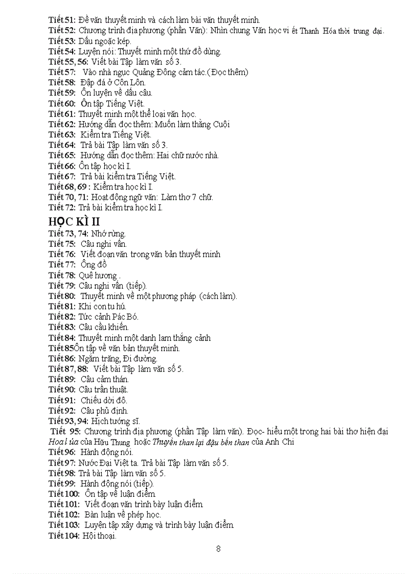 image for page Điều chỉnh cụ thể các tiết dạy môn Ngữ Văn theo nội dung giảm tải