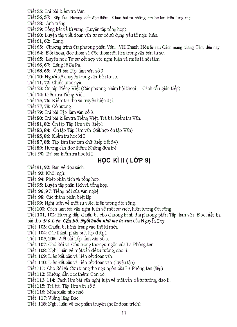 image for page Điều chỉnh cụ thể các tiết dạy môn Ngữ Văn theo nội dung giảm tải