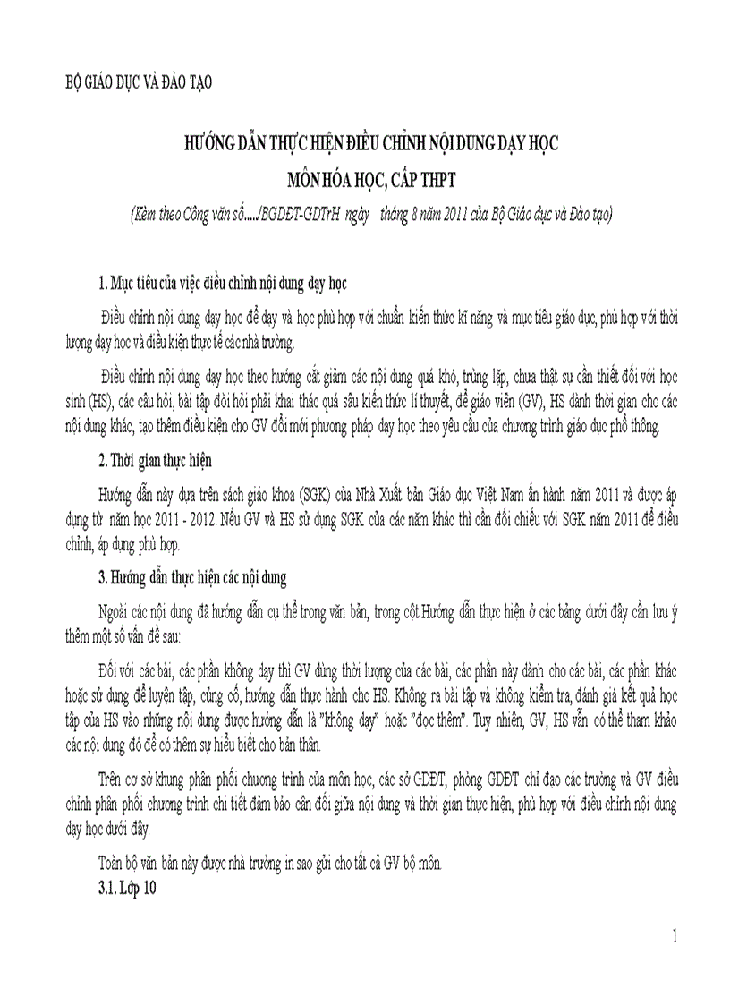 image for page Điều chỉnh nội dung DH môn Hóa học cấp THPT 2011 2012