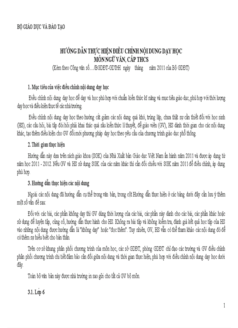 image for page Điều chỉnh nội dung DH môn Ngữ văn cấp THCS 2011 2012