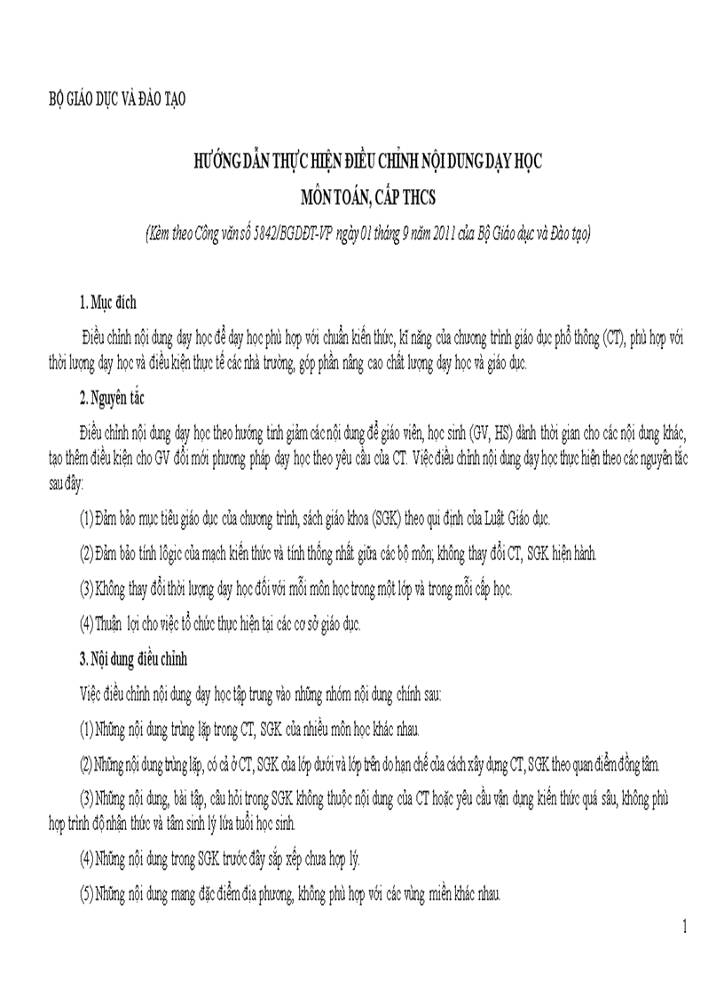 image for page Điều chỉnh nọi dung DH môn toánTHCS