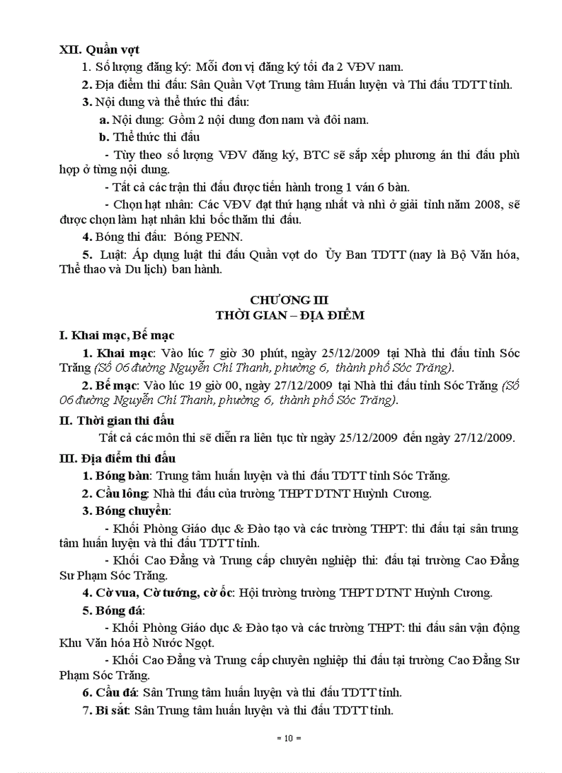 image for page Điều lệ đại hội TDTT năm 2009