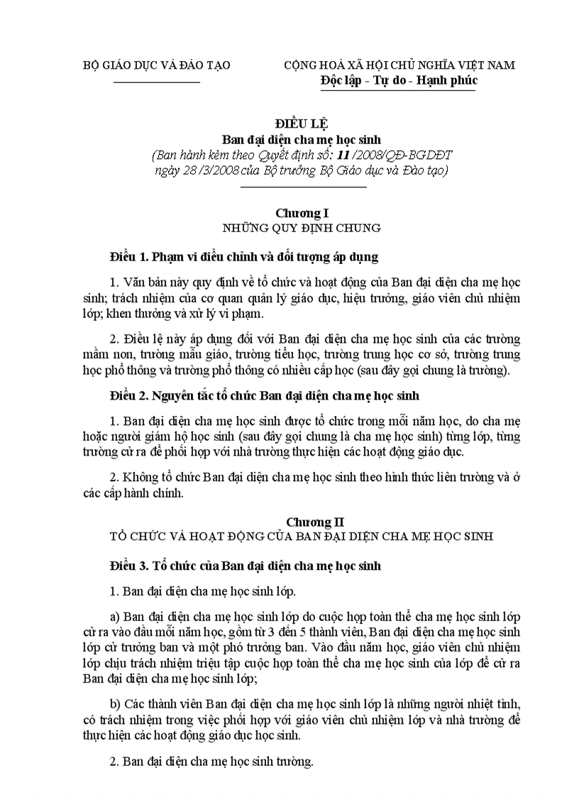 image for page Diều lệ hoạt động của ban đại diện PHHS