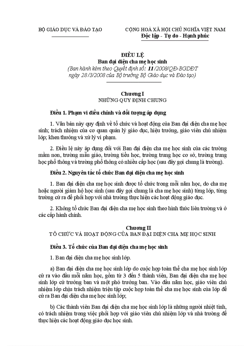 image for page Điều lệ Hội cha mẹ HS