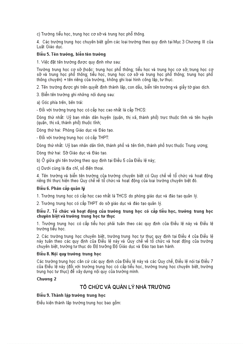 image for page Điều lệ trường thcs và thpt