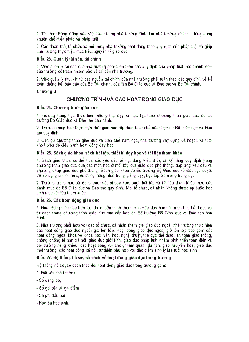 image for page Điều lệ trường thcs và thpt