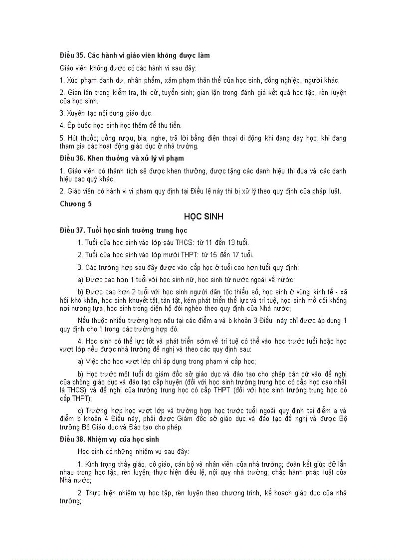image for page Điều lệ trường thcs và thpt