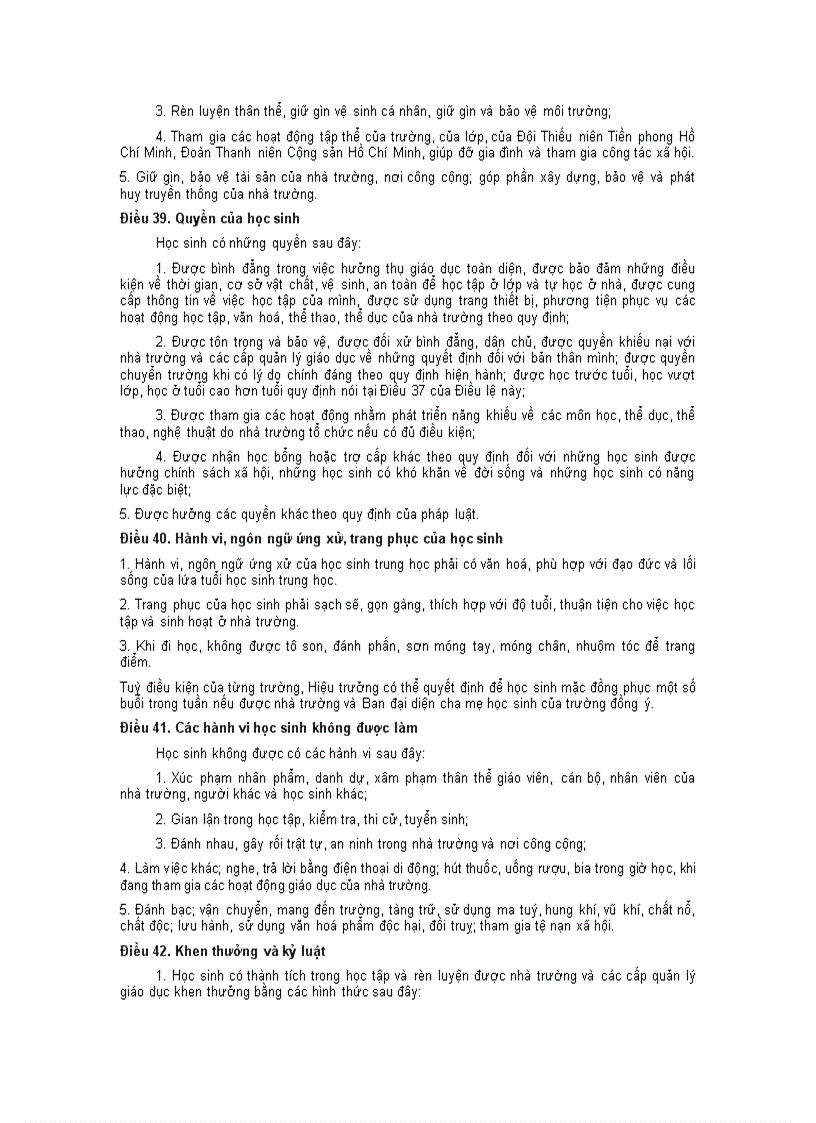 image for page Điều lệ trường thcs và thpt