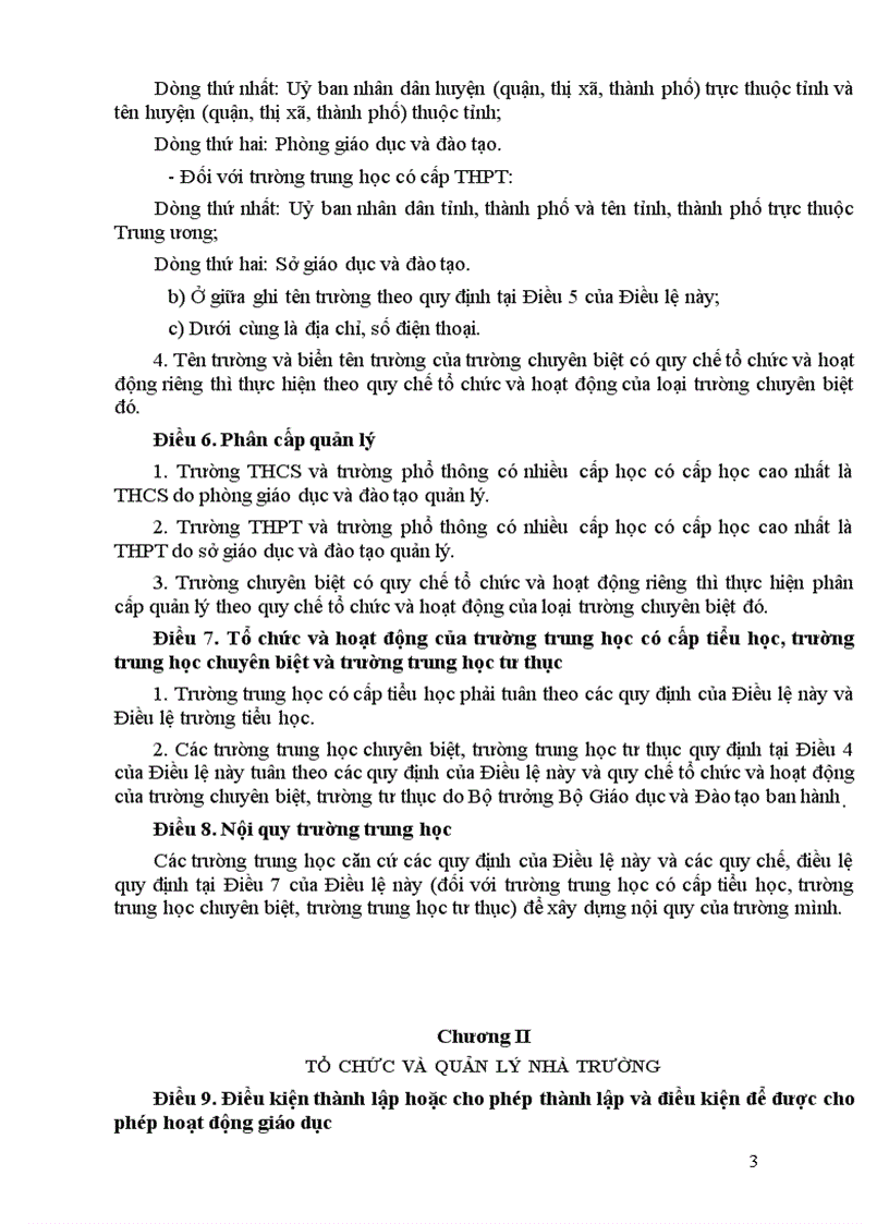 image for page Diều lệ trường THCS THPT áp dụng từ 1 5 2011