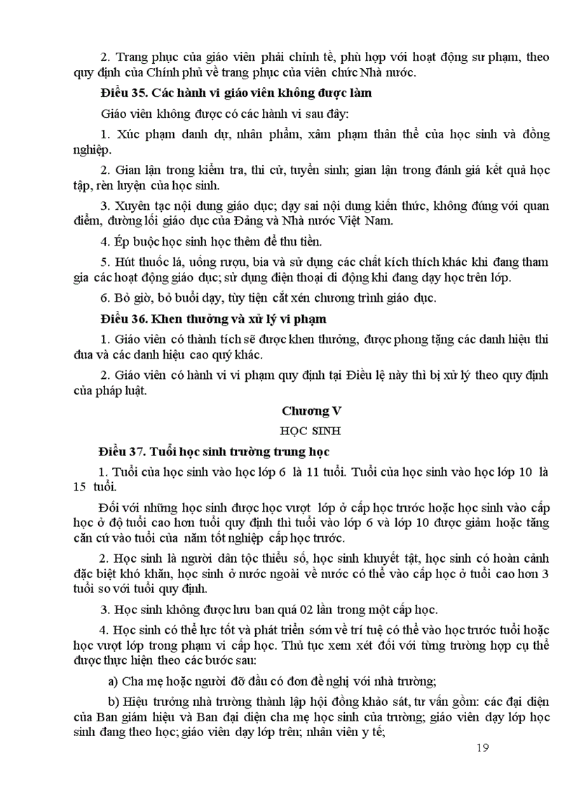 image for page Diều lệ trường THCS THPT áp dụng từ 1 5 2011
