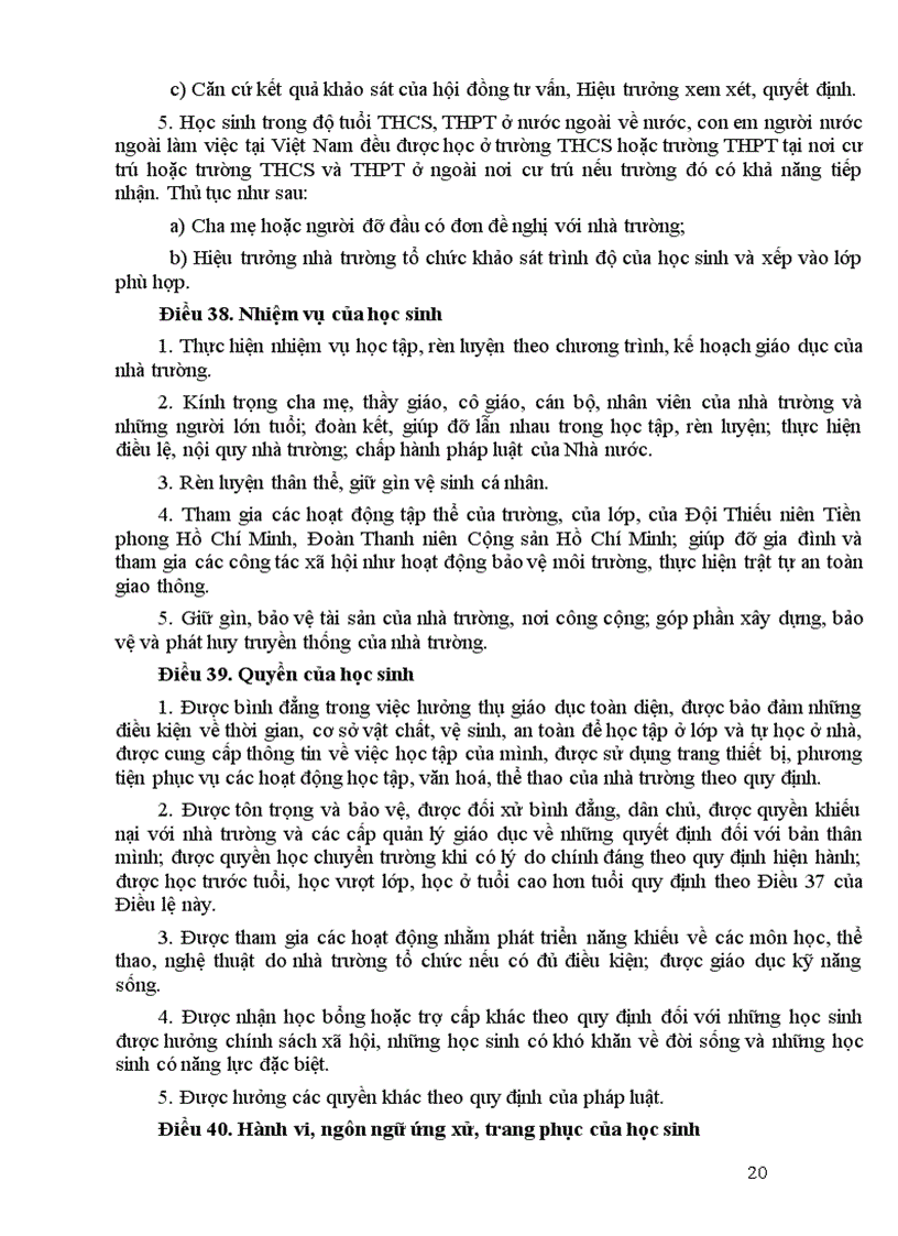 image for page Diều lệ trường THCS THPT áp dụng từ 1 5 2011