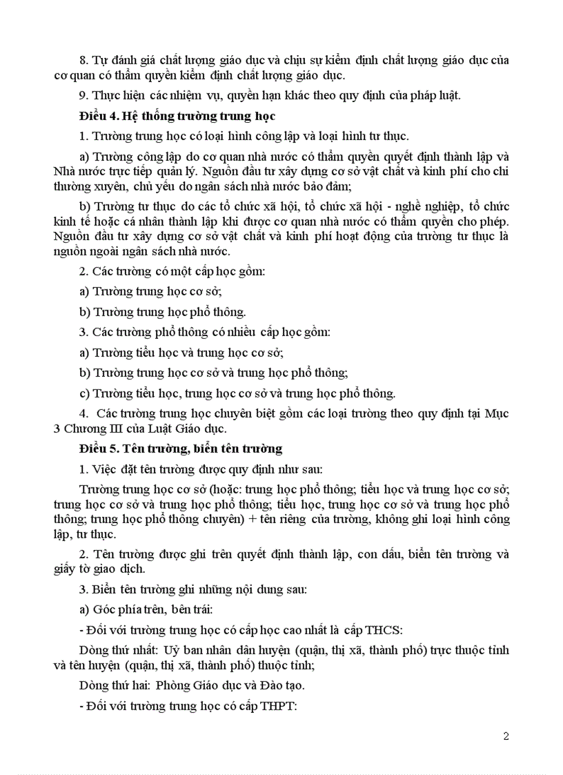 image for page Điều lệ trường THPT