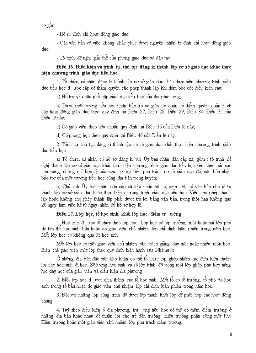 image for page Điều lệ trường tiểu học mới