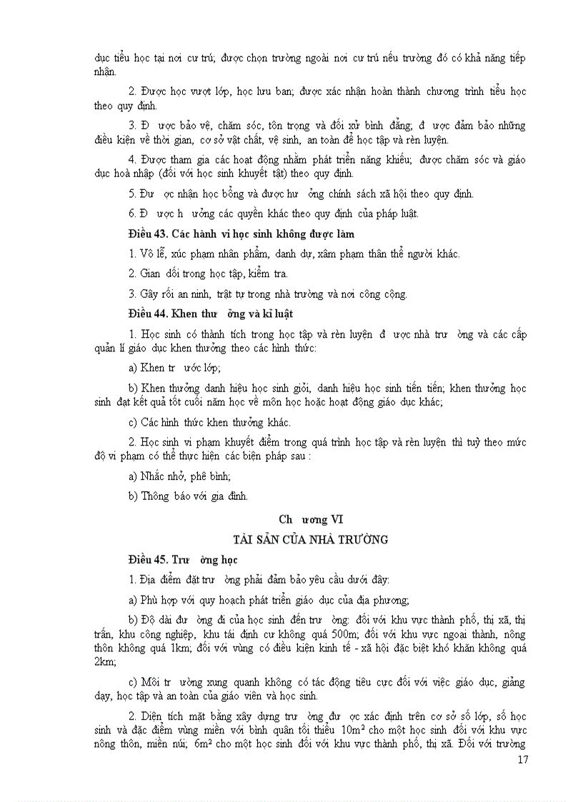 image for page Điều lệ trường tiểu học mới