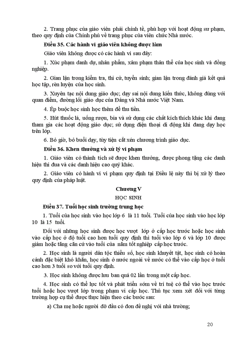 image for page ĐIỀU LỆ Trường trung học cơ sở trường trung học phổ thông và trường phổ thông có nhiều cấp học