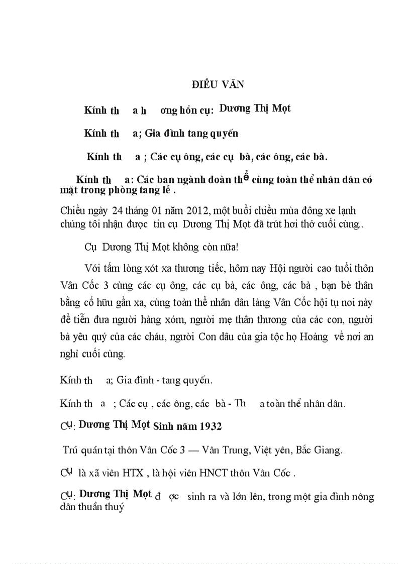 Dieu Van Tang Le Thon Que