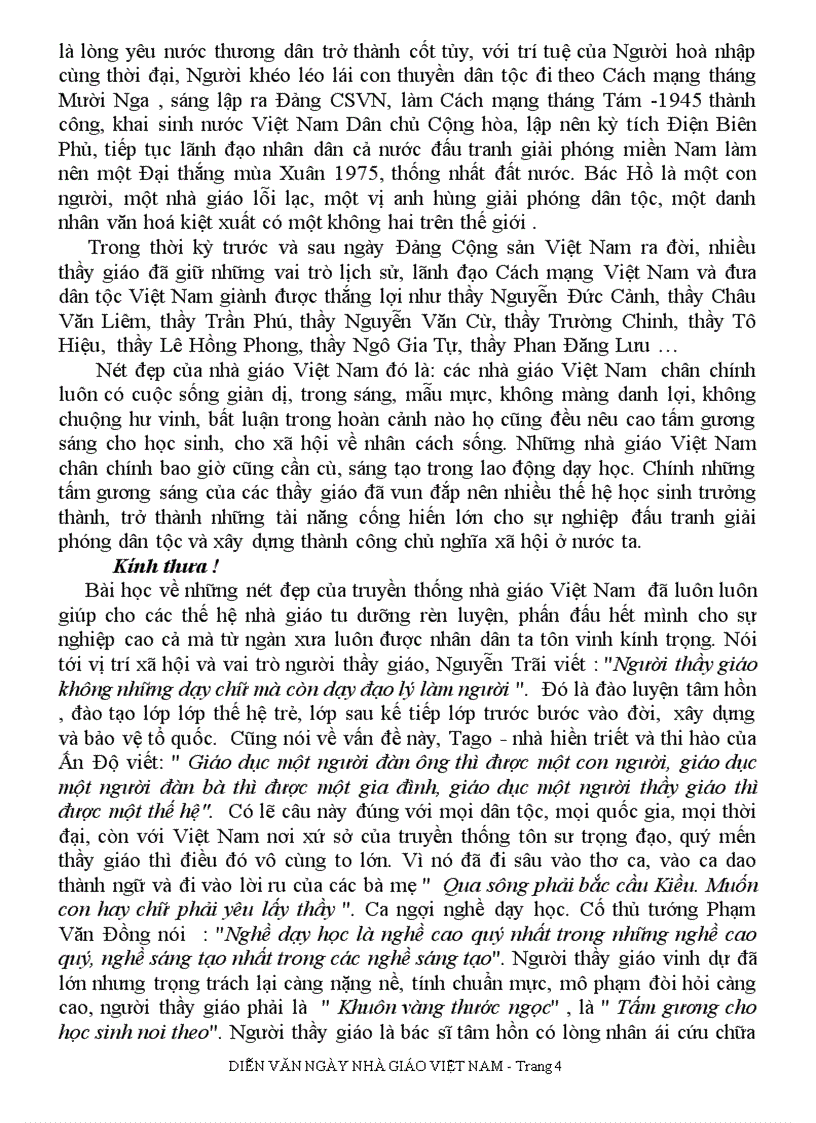 image for page Diễn Văn Chào Mừng Ngày Nhà Giáo Việt Nam 1