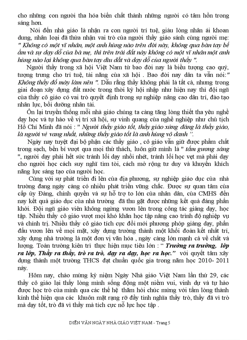 image for page Diễn Văn Chào Mừng Ngày Nhà Giáo Việt Nam 1