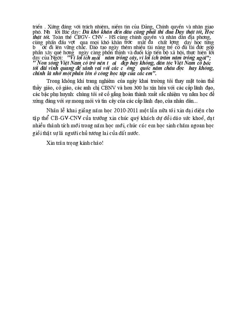 image for page Diễn văn khai giảng 2010 2011 1