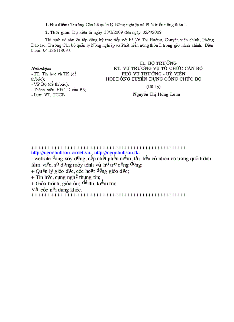 image for page DMTLTK Thi công chức BNN 2009