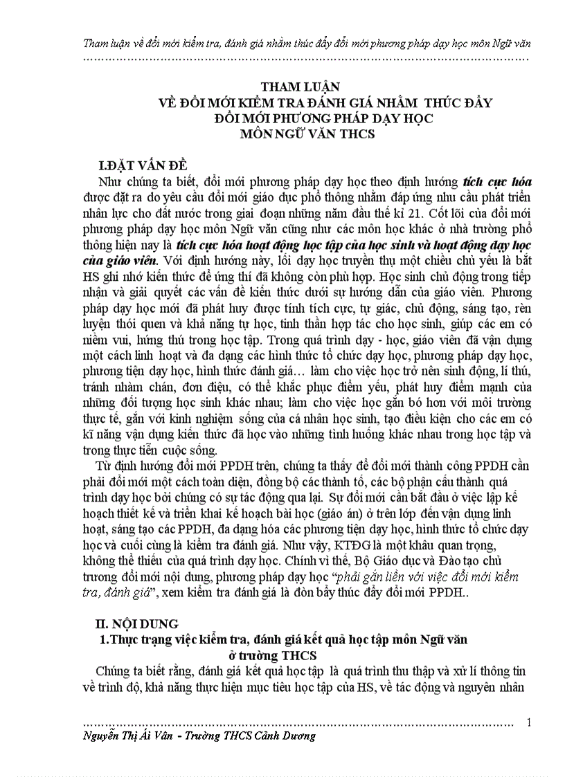 image for page Đổi mới kiểm tra đánh giá kết quả học tập môn ngữ văn