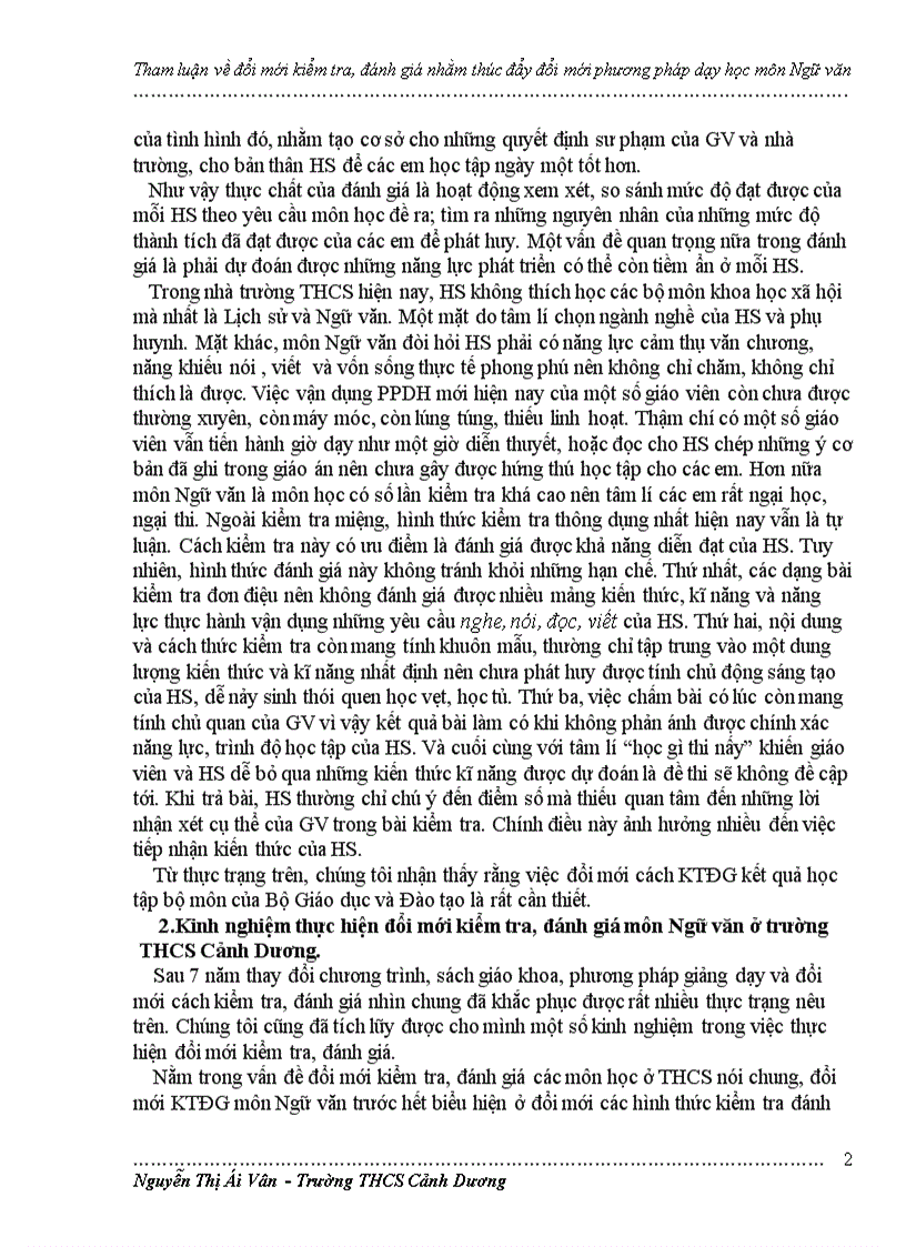 image for page Đổi mới kiểm tra đánh giá kết quả học tập môn ngữ văn