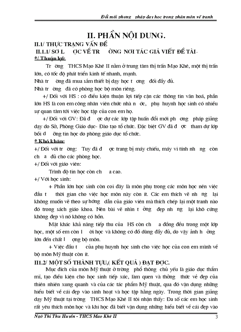 image for page Đổi mới phương pháp dạy học trong phân môn vẽ tranh