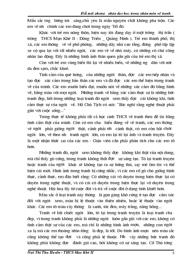 image for page Đổi mới phương pháp dạy học trong phân môn vẽ tranh