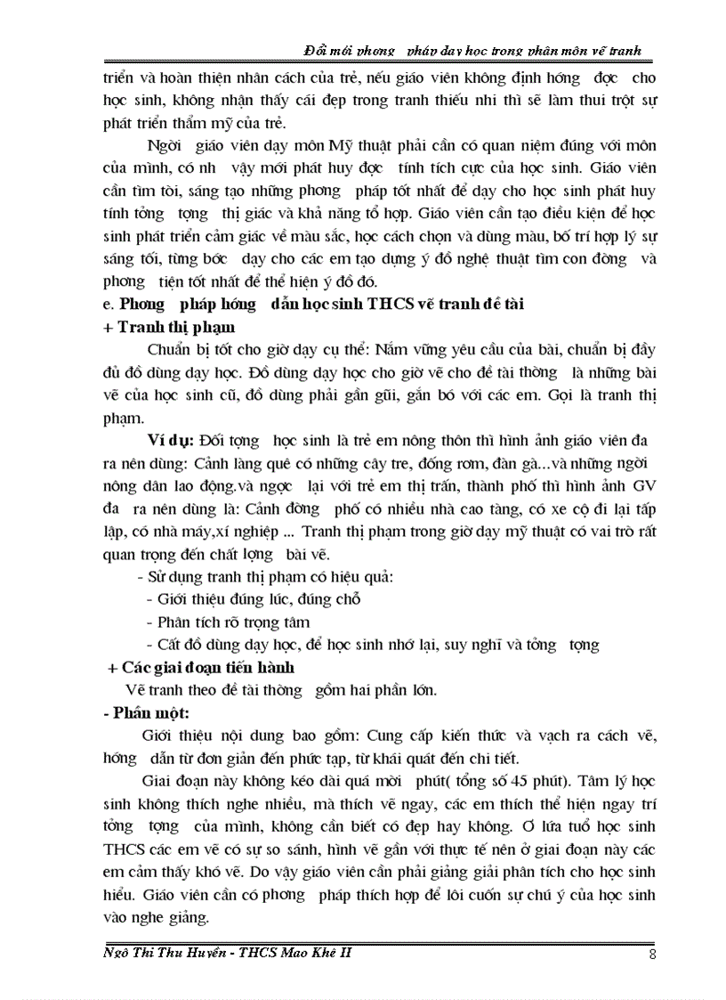 image for page Đổi mới phương pháp dạy học trong phân môn vẽ tranh