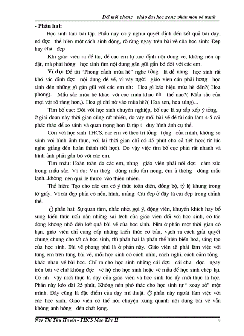 image for page Đổi mới phương pháp dạy học trong phân môn vẽ tranh