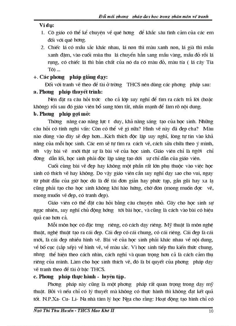 image for page Đổi mới phương pháp dạy học trong phân môn vẽ tranh