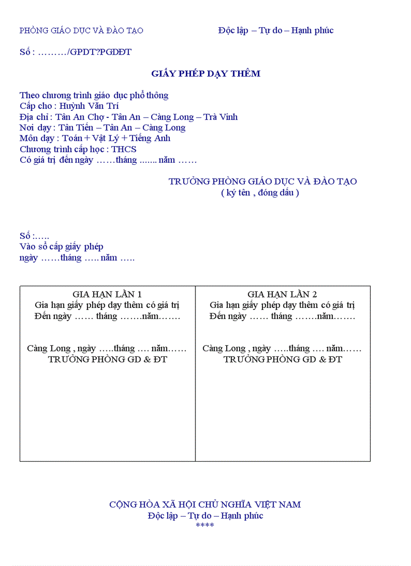 image for page Đơn xin mở lớp ôn tập hè