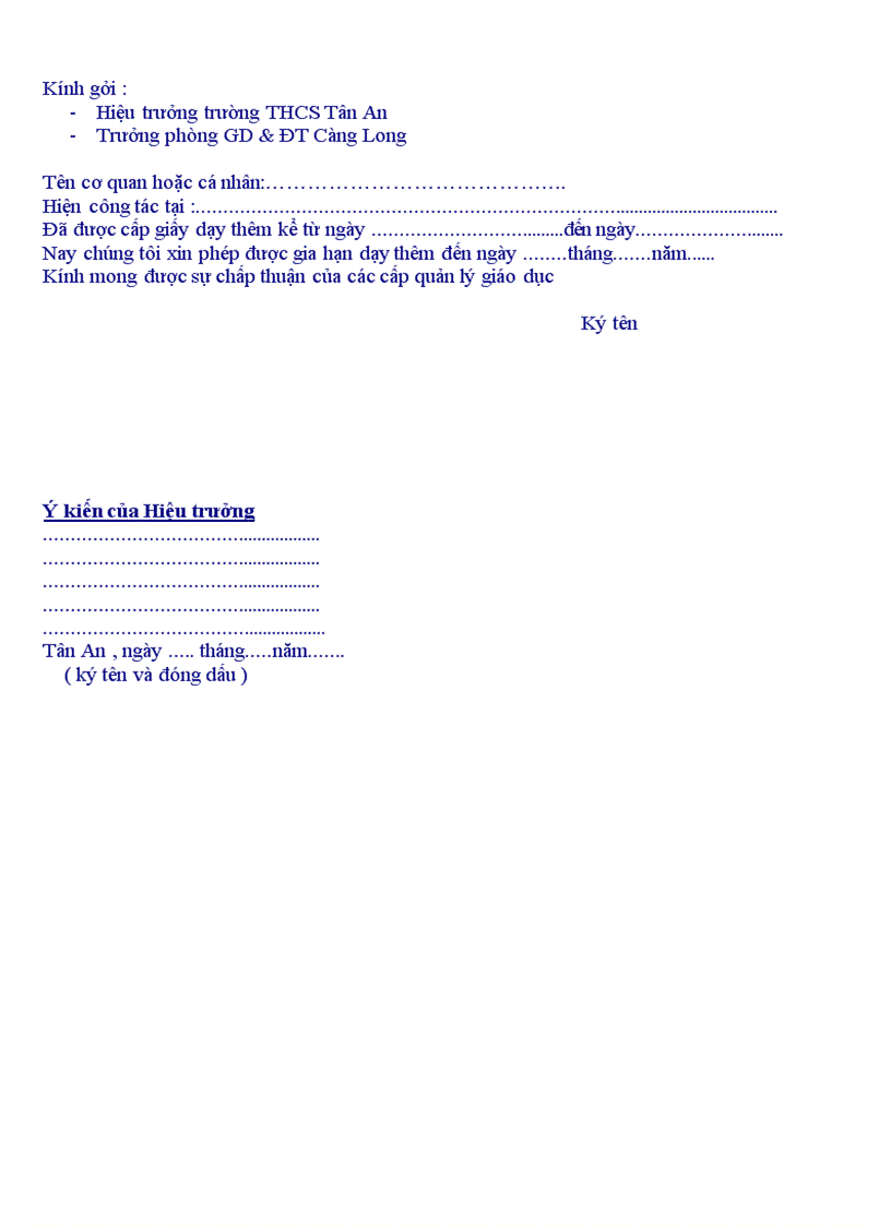 image for page Đơn xin mở lớp ôn tập hè