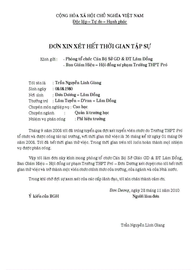 image for page Đơn xin xet het tap su