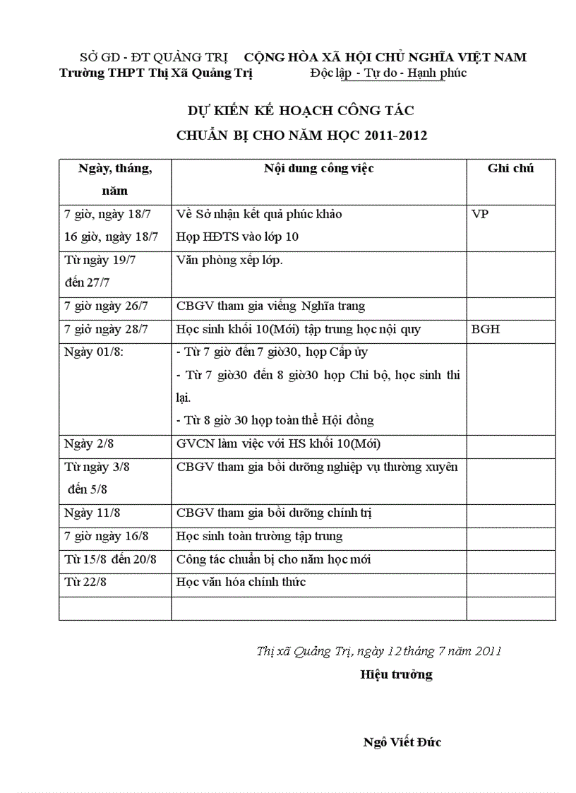 image for page Dự kiến kế hoạch năm học 2011 2012