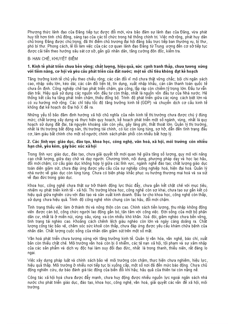 image for page Dự thảo báo cáo Đại hội XI