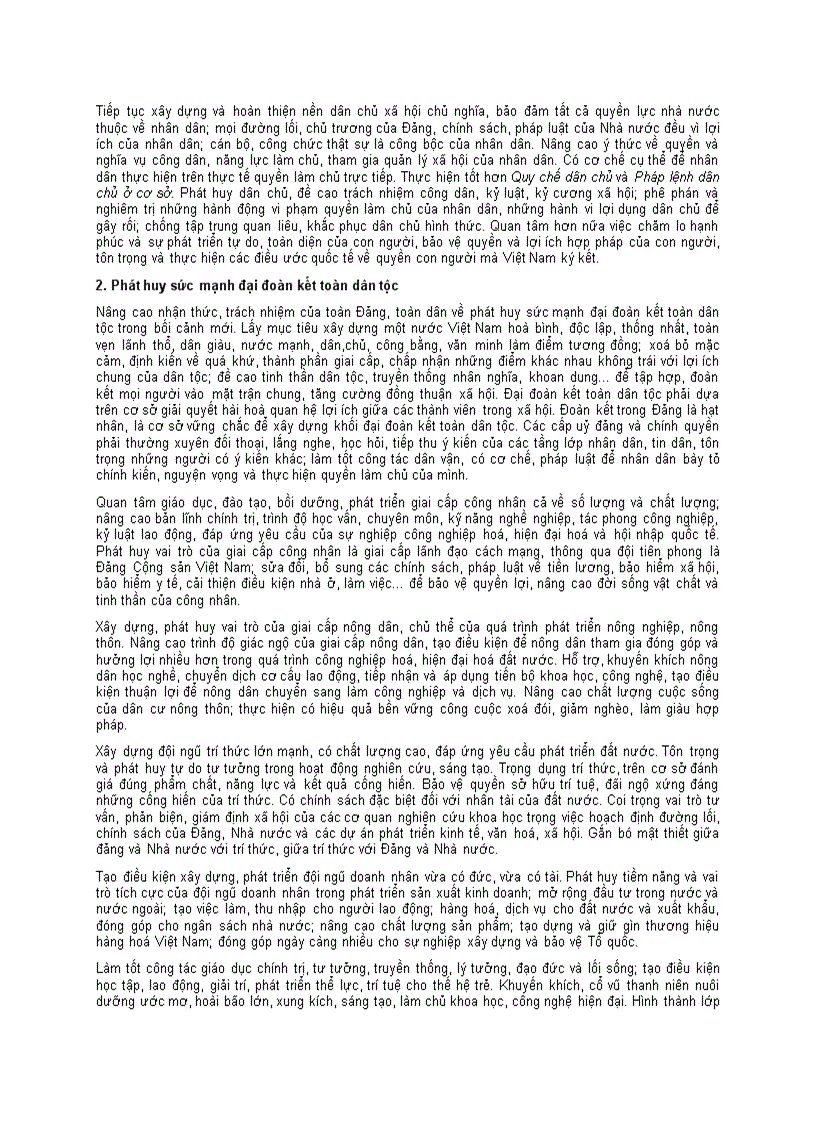 image for page Dự thảo báo cáo Đại hội XI