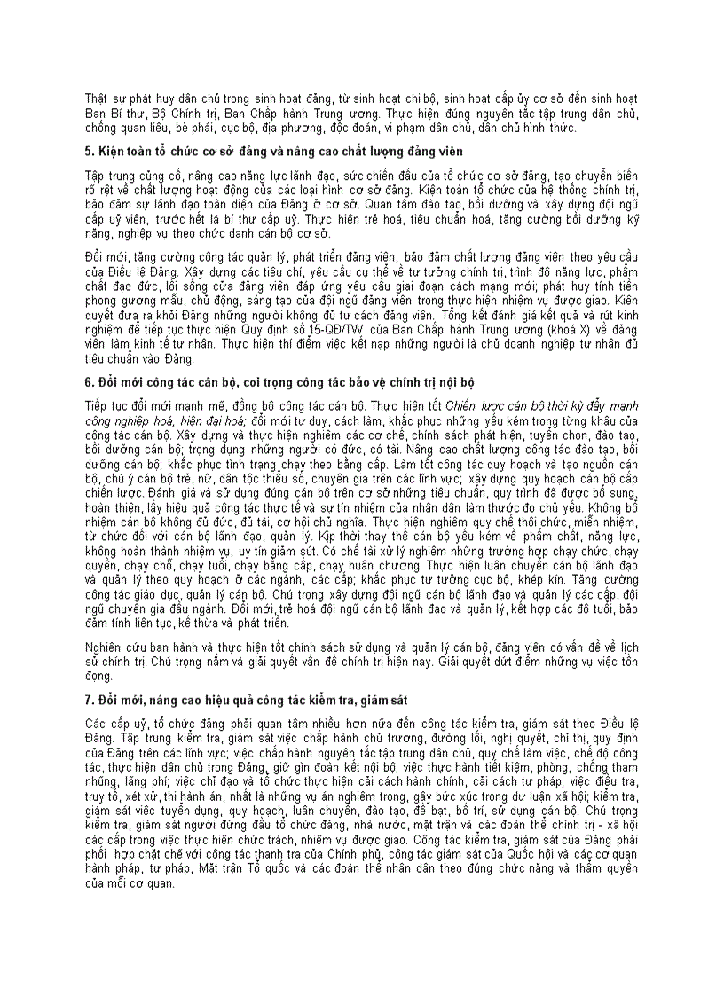 image for page Dự thảo báo cáo Đại hội XI