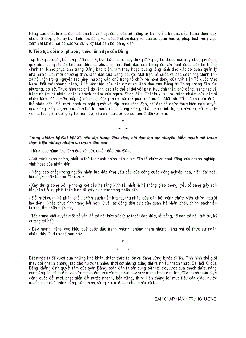 image for page Dự thảo báo cáo Đại hội XI