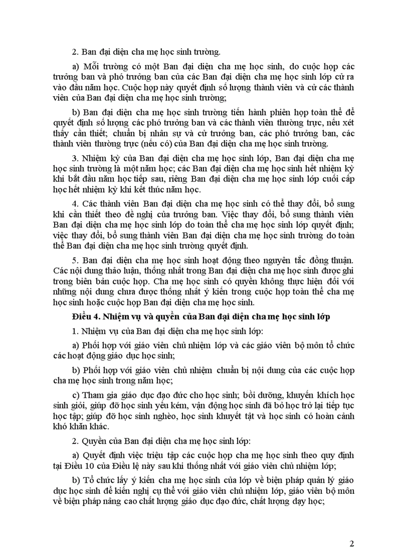 image for page Dự thảo Điều lệ Ban đại diện CMHS mới